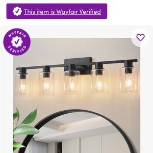 Wayfair Black and Clear Glass Vanity Light